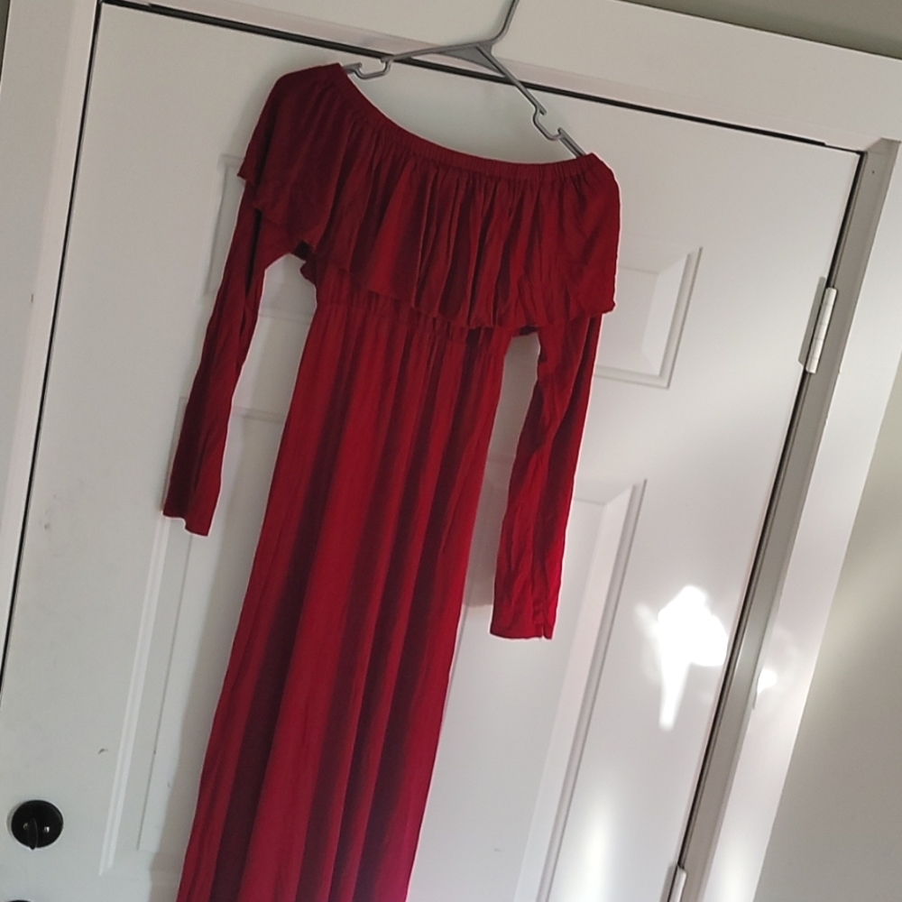 Long Red Maternity Dress